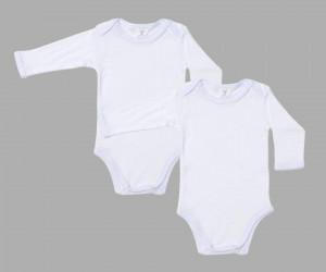 Set 2 body-uri din bumbac albe cu maneca lunga Drool