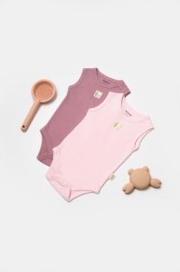 Set 2 body-uri fara maneci Bamboo, roz, BabyCosy, 50% bambus+50% bumbac