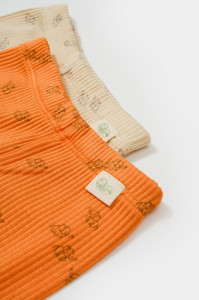 Set 2 pantalonasi cu botosei Printed, BabyCosy, 50% modal+50% bumbac, Stone/Apricot