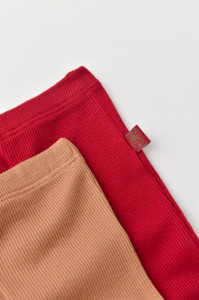 Set 2 pantaloni bebe unisex din bumbac organic si modal - Maro/Rosu, BabyCosy - Img 3