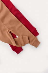 Set 2 pantaloni bebe unisex din bumbac organic si modal - Maro/Rosu, BabyCosy - Img 9