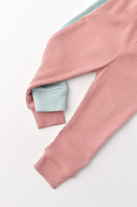 Set 2 pantaloni bebe unisex din bumbac organic si modal - Mint/Rose, BabyCosy - Img 3