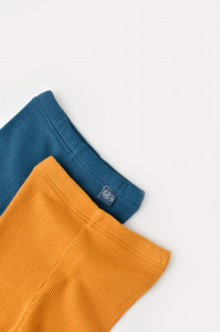 Set 2 pantaloni cu botosei bebe unisex din bumbac organic si modal - Bleumarin/Sofran, BabyCosy - Img 2