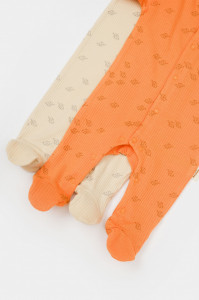 Set 2 salopete lungi Printed, BabyCosy, 50% modal+50% bumbac, Stone/Apricot