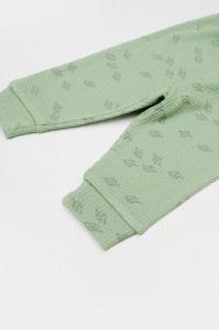 Set 3 piese:bluza, pantaloni si caciulita Printed, BabyCosy, 50% modal+50% bumbac, Verde
