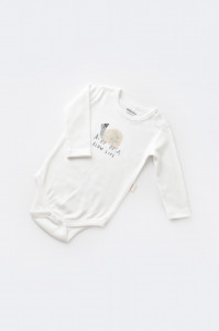 Set 3 piese Broscuta cu body, pantalonasi si vestuta din 80%bumbac organic si 20% poliester - Crem, BabyCosy - Img 3