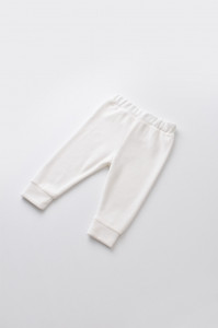 Set Curcubeu cu bluzita cu maneca lunga si pantaloni lungi din 80%bumbac organic si 20% poliester - Ecru, BabyCosy - Img 6