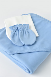 Set de 10 piese pentru nou nascut - 100% bumbac organic - Bleu, BabyCosy - Img 7