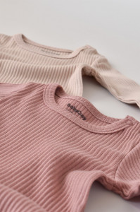 Set de 2 body-uri cu maneca lunga din bumbac organic si modal - Roz/Blush BabyCosy - Img 6
