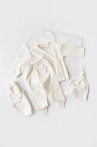 Set de 5 piese pentru nou nascut - 100% bumbac organic - Ecru, BabyCosy - Img 9