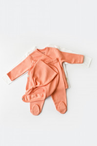 Set de 5 piese pentru nou nascut - 100% bumbac organic - Roz Piersica, BabyCosy - Img 7