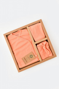 Set de 5 piese pentru nou nascut - 100% bumbac organic - Roz Piersica, BabyCosy - Img 9