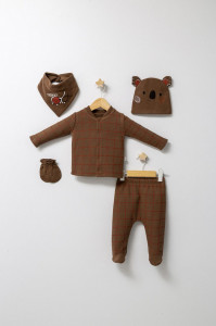 Set de 5 piese pentru nou nascut baietel Forest, Tongs baby, 0-3 luni - Img 5