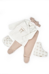 Set de 5 piese pentru nou nascut, Bow, stone, BabyCosy - Img 2