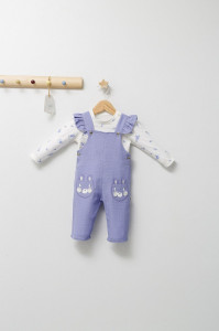 Set elegant cu salopeta si bluzita pentru bebelusi Paris Love, Tongs baby - Img 2