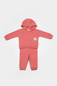 Set hanorac cu gluga si pantaloni, Two thread, 100%bumbac organic - Rose, BabyCosy