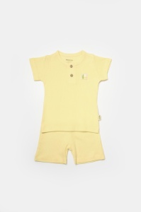Set tricou cu pantaloni Bamboo, galben, BabyCosy, 50%bumbac+50% bambus