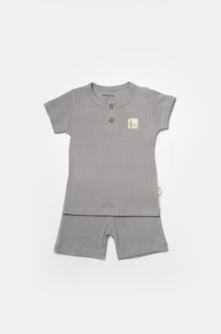Set tricou cu pantaloni Bamboo, gri, BabyCosy, 50%bumbac+50% bambus