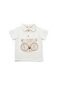 Set tricou, salopeta si sapca TeddyBear, 100% bumbac organic, BabyCosy
