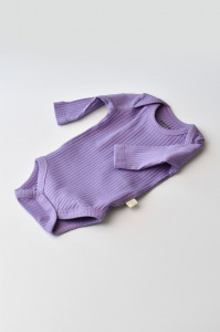 Body Bebe Unisex cu maneca lunga din 95% bumbac organic cu 5% elastan - Mov, BabyCosy - Img 4