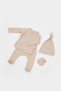 Cutie 4 piese pentru nou nascut - 100% bumbac organic - Mink, BabyCosy