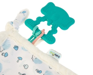 Jucarie dentitie cu paturica pathwork Bird, BabyJem, alb