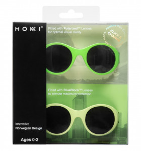 Ochelari de soare pentru copii MOKKI Click & Change, protectie UV, verde, 0-2 ani, set 2 perechi - Img 3