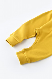 Pantaloni Bebe Unisex din bumbac organic Galben BabyCosy - Img 4