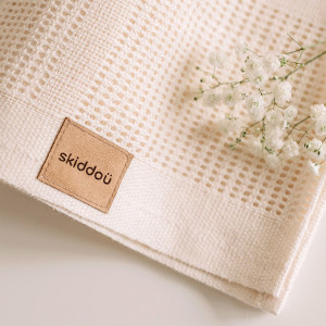 Paturica nou nascut Skiddou Lindi, 100% bumbac, Crem, 75x100cm - Img 6