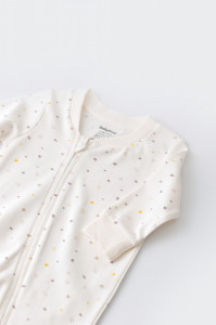 Salopeta cu fermoar cu maneca lunga si pantaloni lungi - 100%bumbac organic - Ecru cu buline, BabyCosy - Img 2