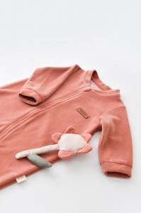 Salopeta cu maneca lunga si fermoar din 80%bumbac organic si 20% poliester - Caramiziu, BabyCosy - Img 2