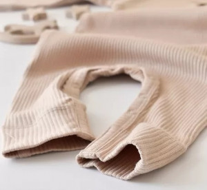 Salopeta cu maneca lunga si pantaloni lungi din bumbac organic si modal - Blush BabyCosy - Img 3