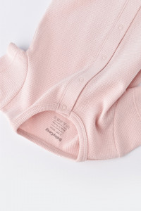Salopeta cu pantaloni scurti - 100% bumbac organic - Roz, BabyCosy - Img 3