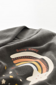 Salopeta Curcubeu cu maneca lunga si botosei din 80%bumbac organic si 20% poliester - Antracit, BabyCosy - Img 6