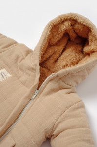 Salopeta de iarna pentru bebelusi, Winter muselin, 100% bumbac - Apricot, BabyCosy