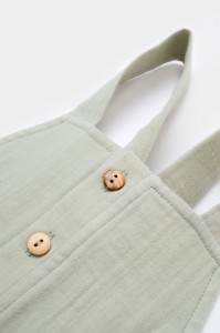 Salopeta de vara cu buzunare din muselina, BabyCosy, 100% bumbac organic, verde