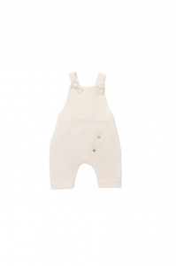 Salopeta de vara cu pantaloni lungi din muselina, BabyCosy, 100%bumbac, ecru