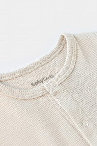 Salopeta fara maneci si pantaloni scurti - 100% bumbac organic - Stone, BabyCosy - Img 4