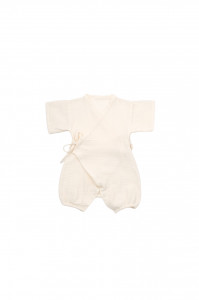 Salopeta petrecuta din muselina, BabyCosy, 100% bumbac organic, Ecru