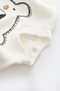 Salopeta Ursulet cu maneca lunga si botosei din 80%bumbac organic si 20% poliester - Antracit, BabyCosy - Img 3