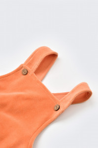 Salopeta Velvet cu bretele din 80%bumbac organic si 20% poliester - Portocaliu, BabyCosy - Img 2