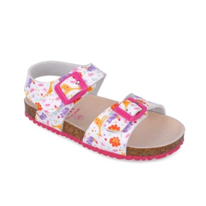 Sandale pentru copii cu floricele Garvalin, 252465, albi