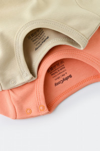 Set 2 body-uri cu maneca lunga bebe unisex -100% bumbac organic - Roz/Crem, BabyCosy - Img 3