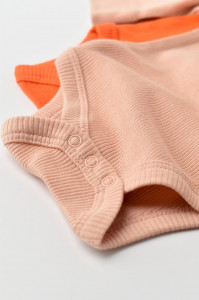 Set 2 body-uri cu maneca lunga bebe unisex din bumbac organic si modal - Rodie/Piersica, BabyCosy - Img 5