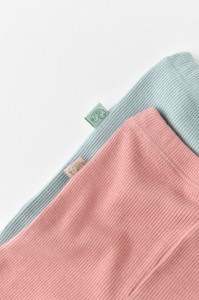 Set 2 pantaloni bebe unisex din bumbac organic si modal - Mint/Rose, BabyCosy - Img 4