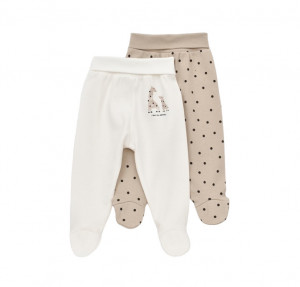 Set 2 pantaloni cu botosei bebe unisex Girafa, Baby Cosy, 100% bumbac organic
