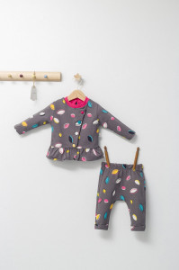 Set 2 piese cu bluzita cu volan si pantalonasi pentru fetite Colorful autum, Tongs baby