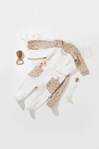 Set 2 salopete cu buzunare Girafa, Baby Cosy, 100% bumbac organic