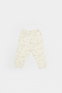 Set 3 piese:bluza, pantaloni si caciulita Printed, BabyCosy, 50% modal+50% bumbac, Ecru