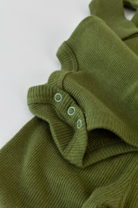 Set 3 piese: body cu maneca lunga, pantaloni lungi si caciulita din bumbac organic si modal - Verde, BabyCosy - Img 4